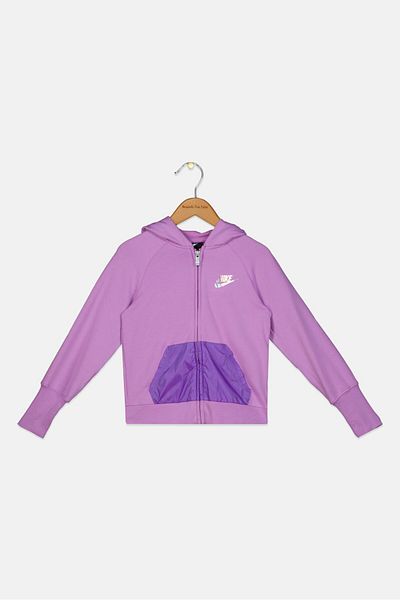 Nike Kids Girl Sportswear Fit Brand Logo Outdoor Sweatshirt, Lavender