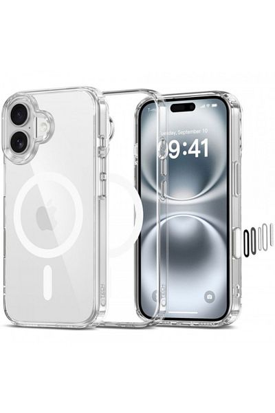 AXIO MagSafe Case for Apple iPhone 16, Flexair Hybrid Transparent