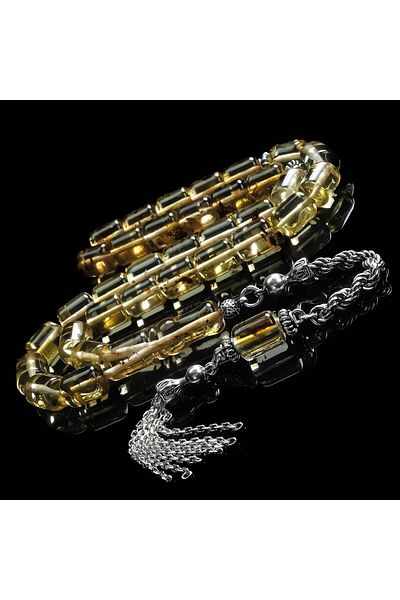 TESBİHCİBABA Old Class Million Year Old Fossil Drop Amber Prayer Beads