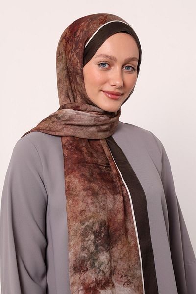 LuvenSara Patterned Silk Shawl |   Dark Brown