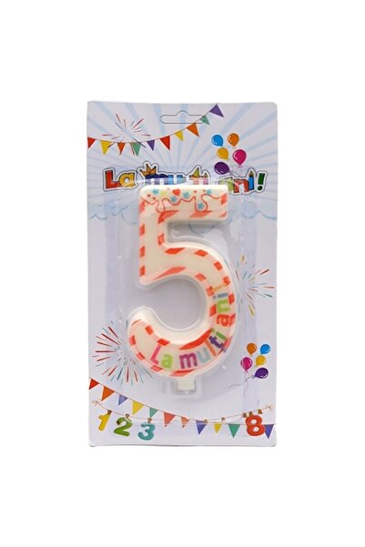 OEM Candle from wax for anniversary, number 5, 7x12cm, multicolor