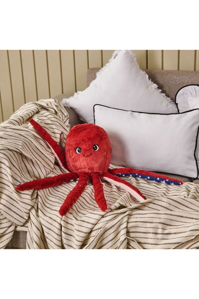 Evidea Soft Ahtapot Figürlü Yastık - Kırmızı - 22x60 cm
