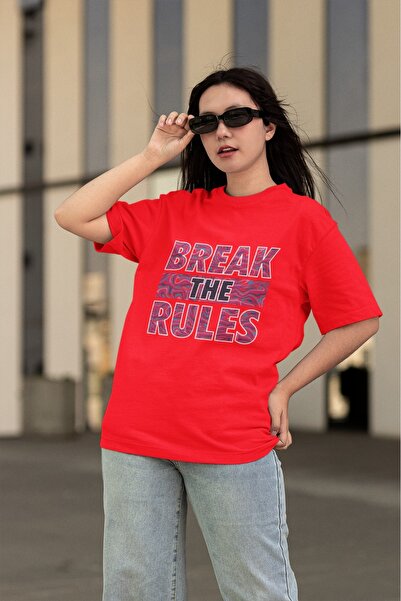 ArtYus Unisex Men/Women Break the Rules Color Printed Oversize 100% Cotton T-Shirt