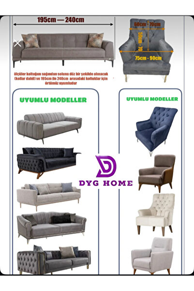 dyg home Koltuk Örtüsü Koltuk Kılıfı Berjer Tekli Sofa Cover