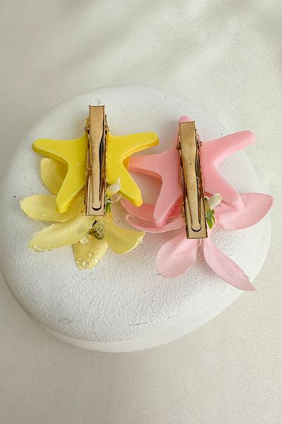 Modex Colorful Starfish Bow Stone Detail Flower Double Side Buckle (6cm)