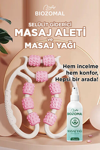 BİOZOMAL Kas Gevşetici Masaj Aleti 9 Tekerlekli Ayarlanabilir Lenf Drenaj Rul...