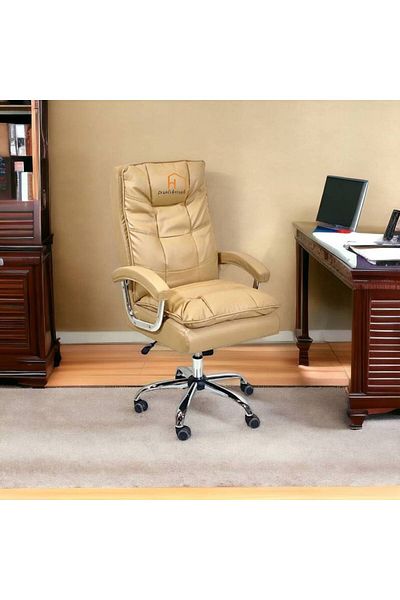 Al Saada Home Rotating Office Chair - Leather - Beige