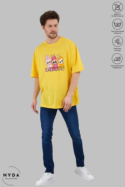 Nyda Collections Unisex Crew Neck Labubu Printed Cotton Oversize Short Sleeve T-Shirt