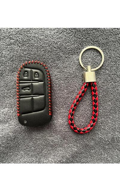 XUKEY Fiat 500 X 5001 Egea Cross Uyumlu Deri Anahtar Kılıf Ve Örgü Anahtarlık...