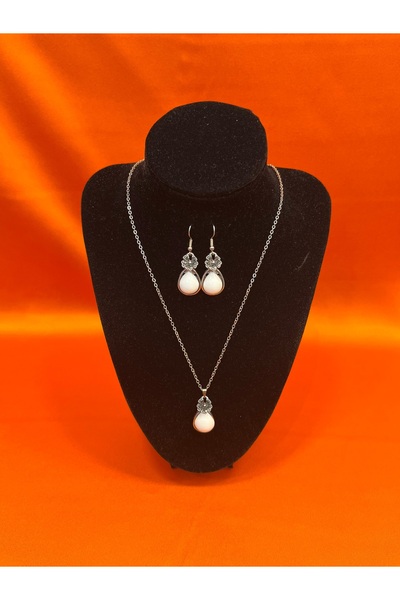 BY ANIL HEDİYELİK LÜLETAŞI KOLYE SET DÖRT YAPRAKLI YONCA