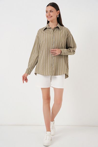 Bigdart Women's Oversize Long Shirt Y.Green 1001