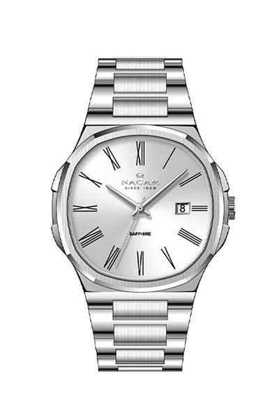 Nacar Sapphire Glass Classic Silver Men's Watch Nc33-298377-Awm