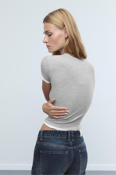 Stradivarius Contrast mock layer T-shirt