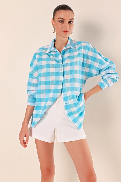 Bigdart Women's Oversize Long Shirt E.Blue 1001