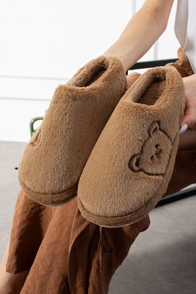 SWORD Teddy Bear Patterned Embroidered |   Winter Unisex House Slippers |   Non-Slip Base