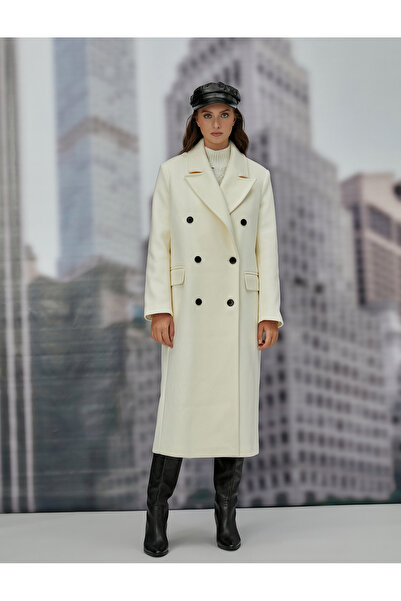 Koton Dámský kabát s razítkem - 4WAK00285EW ECRU