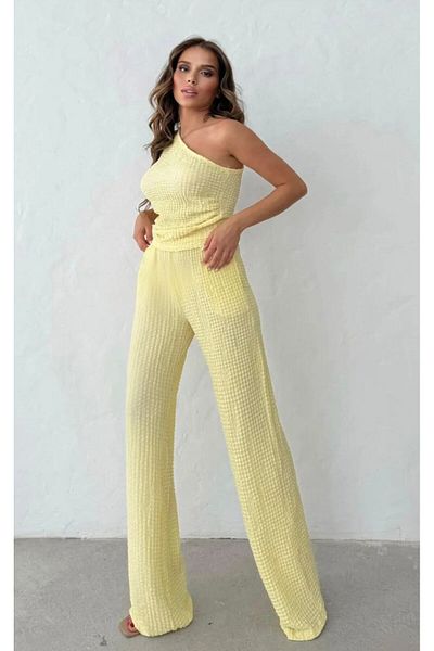 cottonage Single Sleeve Women's Seersucker Pants-Blouse Set