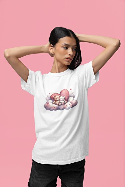 ArtYus تي شيرت للجنسين للرجال/النساء مطبوع عليه دمية دب في السحابة مقاس كبير ...