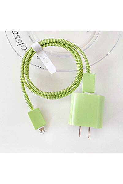 shop Iphone 18/20 Watt Adaptör Uyumlu Düz Renk 4in1 Kablo Koruyucu Set