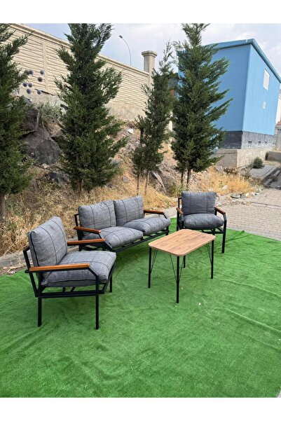 Huga Metal Alya Bahçe Takımı, Balkon Mobilyası, Koltuk Takımı, Cafe Mobilyası 2 1 1 Sehpalı