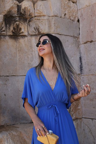 bytugcekaya Rochie albastră cu talie elastică