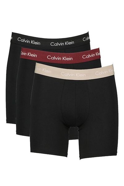 Calvin Klein , Set de boxeri cu logo - 3 perechi, Visiniu, Negru stins, Bej deschis, M