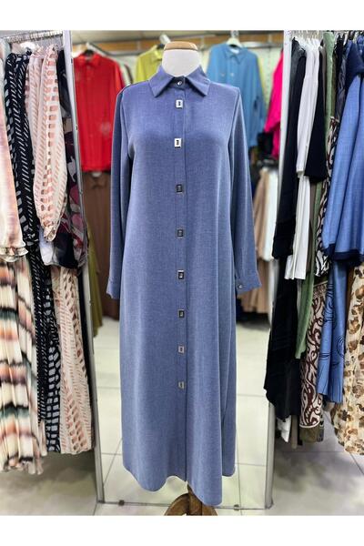 PERFECT 1517.1 ÖNÜ KARE DÜĞMELİ ÇITÇITLI GÖMLEK YAKA UZUN TUNİK YENİ SEZON #02-25#