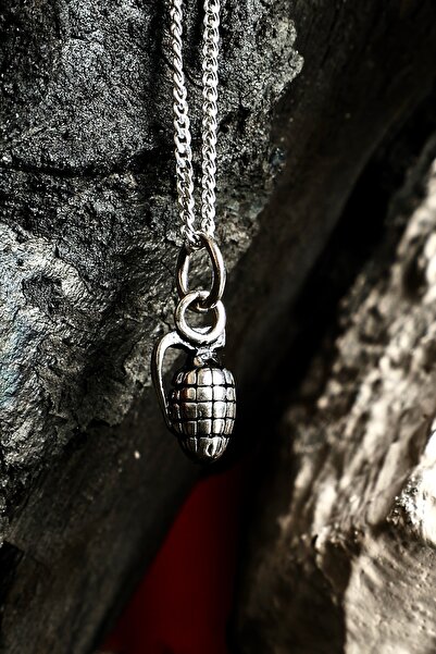 Ebrar Silver Gümüş Mini El Bombası Kolye 925 Ayar Gümüş Minik El Bombası Figü...