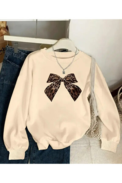 Harajuku Style Μπεζ Oversize Χειμερινό Άνετο και Κομψό με Στάμπα Λεοπάρ