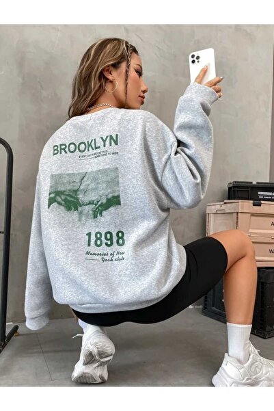 Harajuku Style Γκρι εμπριμέ oversized unisex