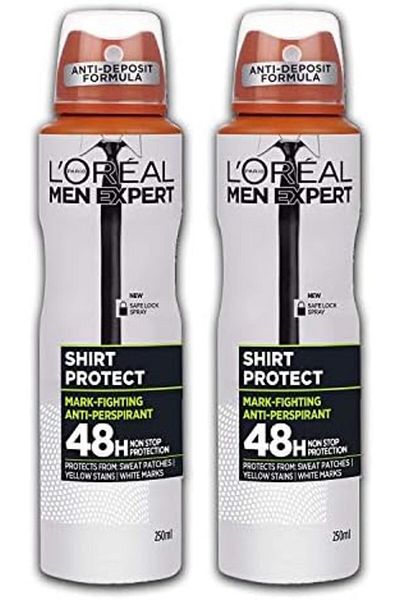 L'oreal Loreal Men Expert Shirt Protection Refreshing Anti-Perspirant Body Spray 250ml (Pack of 2)