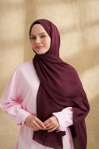 ARMANDA Mürdüm Cotton Modal Aden Pattern Shawl 3355