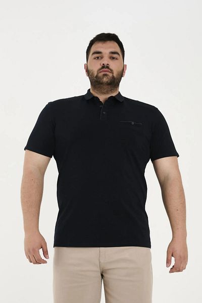 Maccali Men's 3-Piece Long Plus Size Basic Polo Neck T-Shirt
