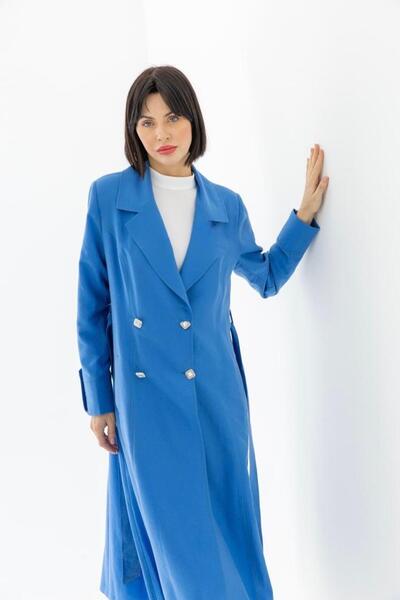 PERFECT 25223 ÖNÜ DÜĞMELİ KOLU DÜĞME VE KAT DETAYLI ÖNÜ CEPLİ BELİ BAĞLAMALI ...