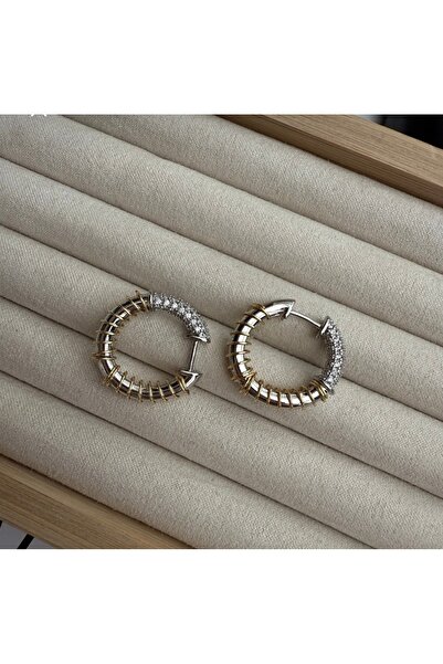 ALİA أقراط حجرية بتفاصيل فضية وذهبية للنساء