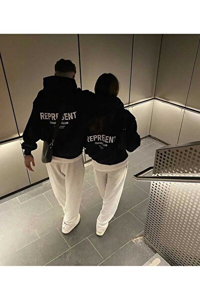 Harajuku Style Siyah Oversize Baskılı Sevgili Çift