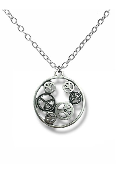 Herşey Nota قلادة على شكل رمز السلام – إكسسوار بسيط للجنسين مطلي بالزاماك مع ...