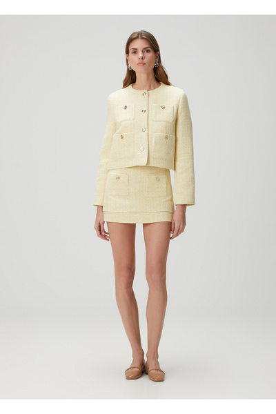 Maje Jitania Sarı Mini Tweed Etek