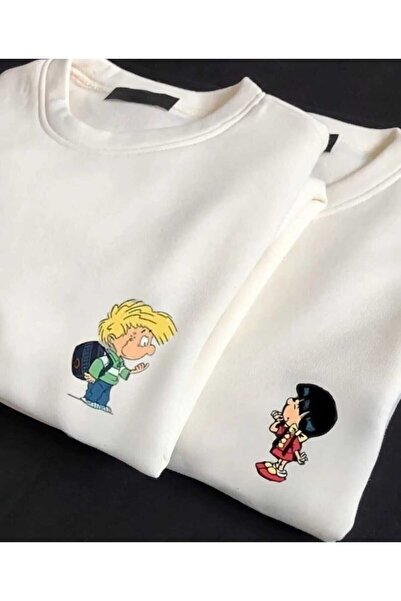 Harajuku Style زوج الحبيب الكبير المطبوع باللون الأبيض من سيدريك وتشين