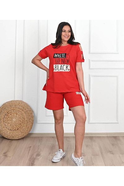 Bigsize Trening dama marimi mari White 3802-23 - Roșu, XL