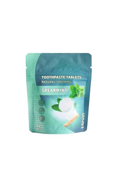 TBRUSH T-Brush Mint Flavored Toothpaste Tablets - Eco-Friendly Oral Care with Fluoride - 60 Count