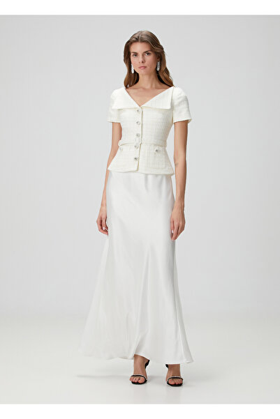 Self Portrait Krem Maksi Abiye Elbise