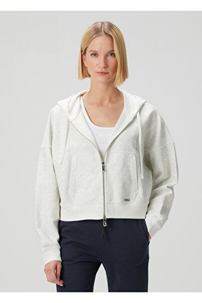 LES BENJAMINS Kırık Beyaz Kapüşonlu Fermuarlı Sweatshirt