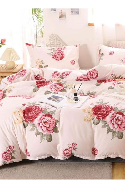 LUNA HOME Queen size, 6-piece beautiful rose design in a lovely shade of pink 200x230cm.