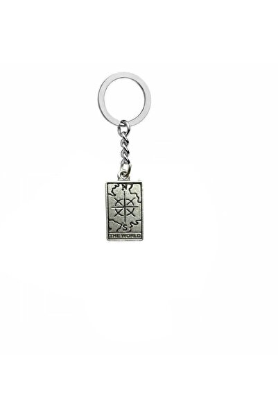 Herşey Nota The World Tarot Card Figured Keychain – Zamak Metal Mystic Unisex Accessory