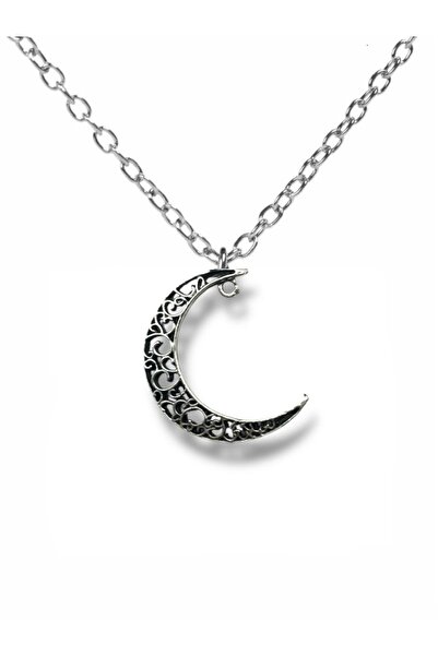Herşey Nota قلادة منقوشة أصلية مع شكل هلال - إكسسوار للجنسين مطلي بالزاماك مع...