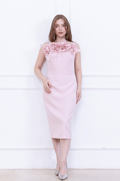 BEYBOS Rochie creion Atlas Fabric Underwire Rose - PUDRA