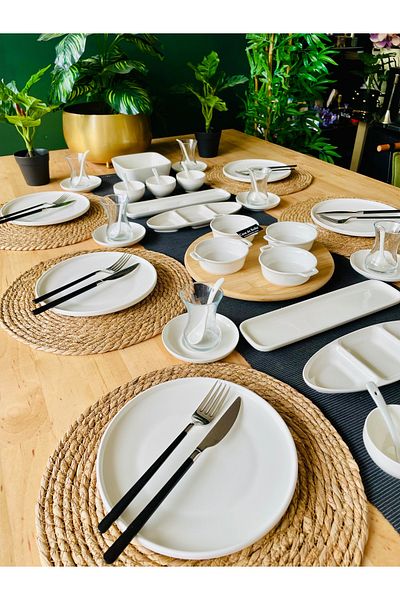ACAR Modern Round 40 Piece Porcelain Breakfast Set for 6 People