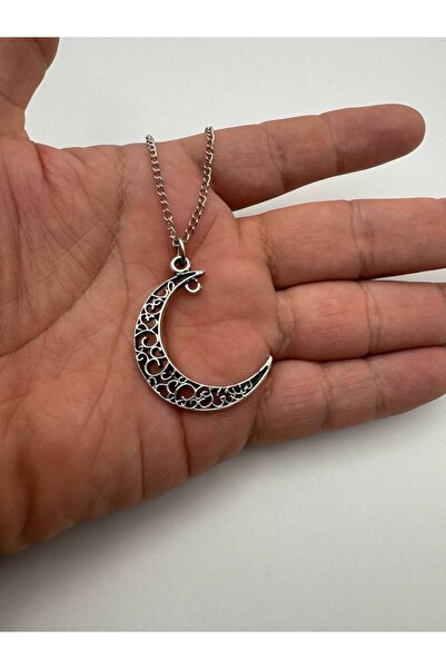 Yuchicly قلادة أصلية منقوشة على شكل هلال - إكسسوار للرجال والنساء مطلي بالزاماك