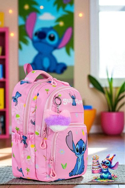 Shopiolog Girl's Primary School Orthopedic Set of 3 Pen Holder Lunch Bag with 3 Compartments Water Bottle